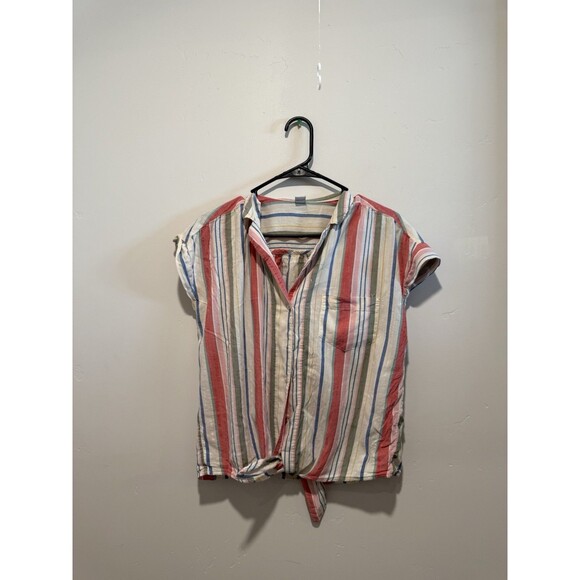 Old Navy Multi-Stripe No-Peek Camp Shirt S - Picture 1 of 3